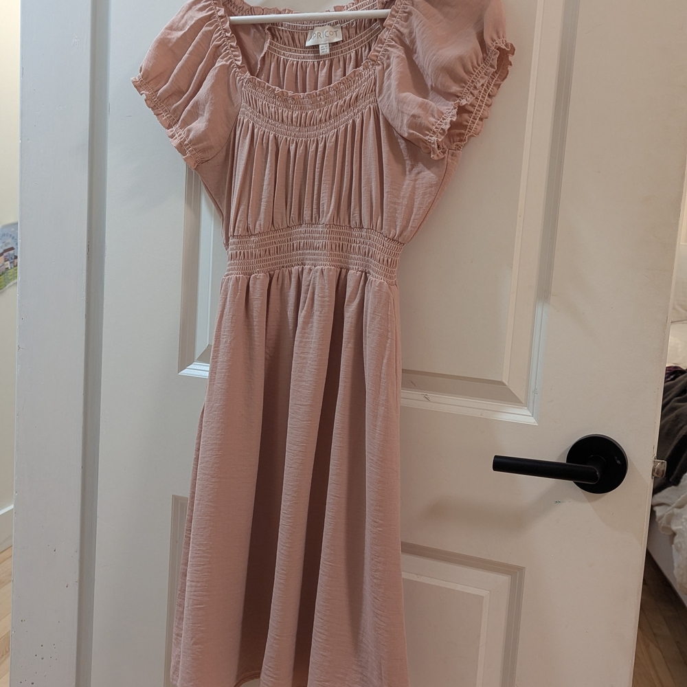 APRICOT Dusty Pink Smocked Dress
